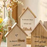 Aufsteller Haus aus Holz, Seitenansicht 15 × 3 × 25 cm