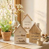 Aufsteller Haus alle drei Spruch-Varianten aus Blauglockenbaum