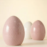 Drei Deko-Eier Mylana in Rosa und Weiß in verschiedenen Größen