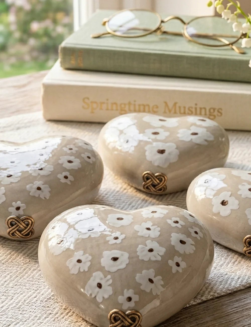 Canea Herz aus handgearbeiteter Keramik, Seitenansicht