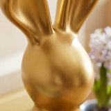 Nahaufnahme goldener Daggy-Hasenkopf mit geschwungenen Ohren und satinierter Metallic-Glasur