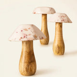 Dekoaufsteller Bernada Pilz aus emailliertem Mangoholz, handgearbeitet, H 12-21 cm