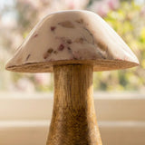 Bernada Pilz Nahaufnahme der emaillierten Mangoholz-Oberfläche