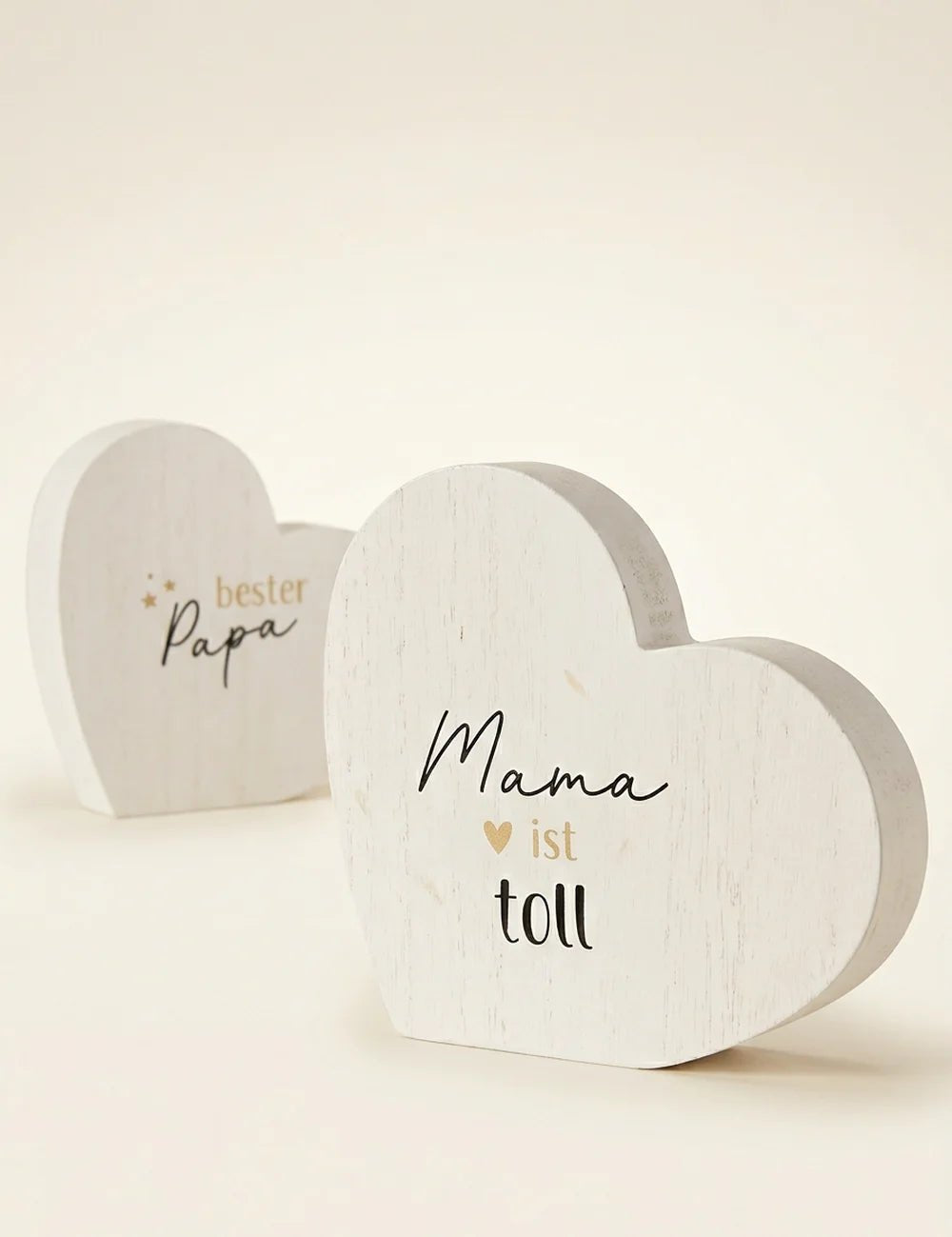 Dekoaufsteller Parents in Gold und Weiß, Herzform mit Spruch, H 15,5 cm