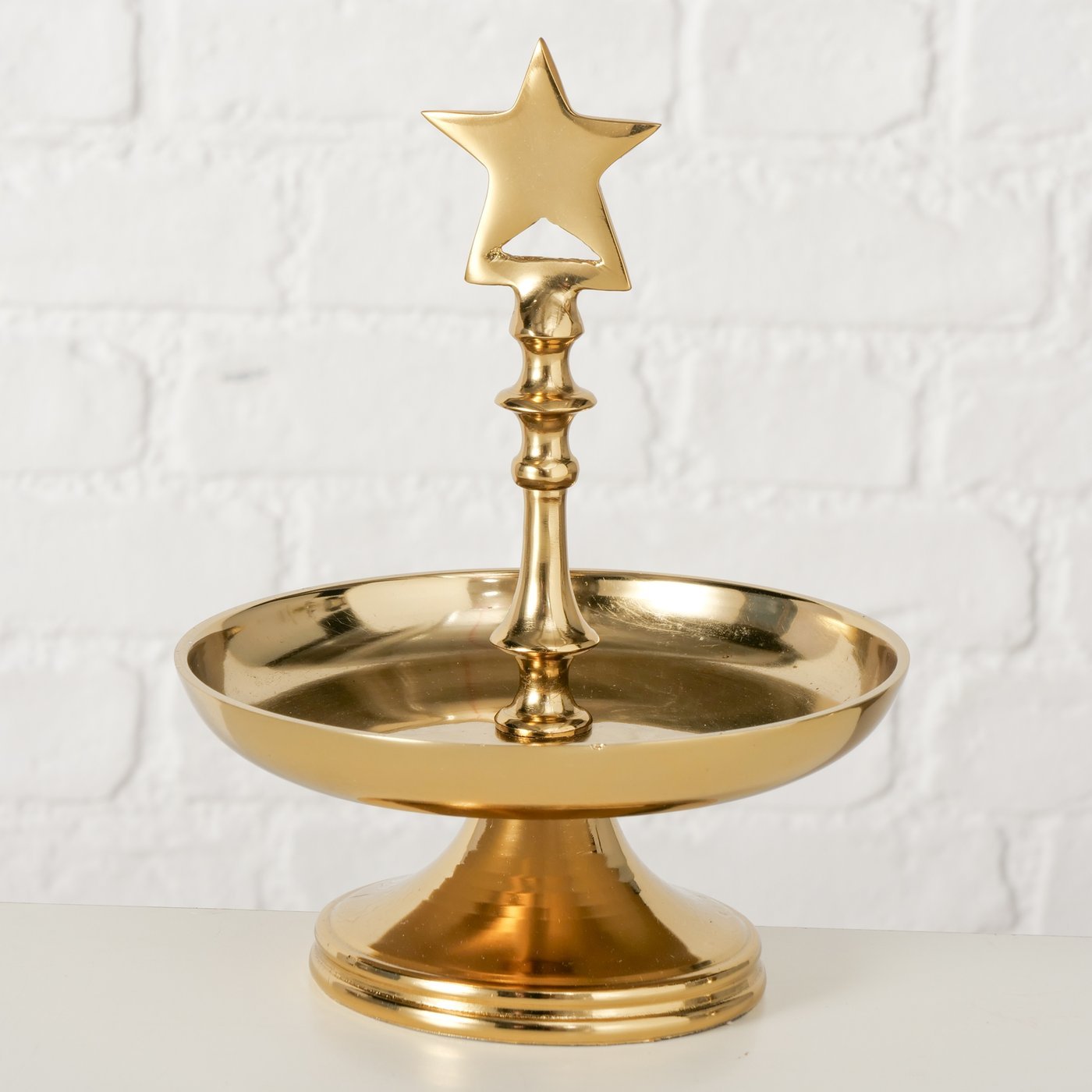 Etagere Liselle aus galvanisiertem Aluminium in Silber und Gold, H 23 cm