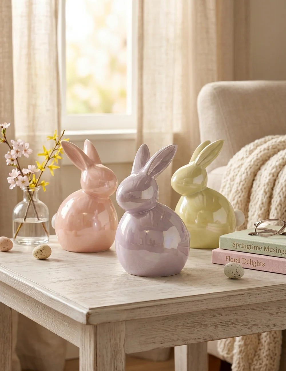 Figur Bobsie Hase 11 cm – dekoriert im Wohnambiente