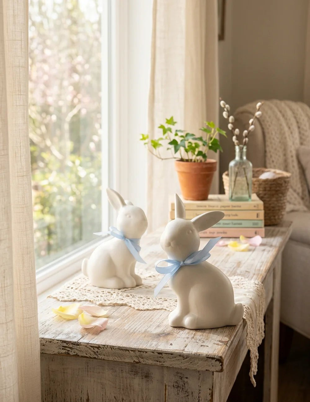 Figur Shanty Hase – dekoriert im Wohnambiente