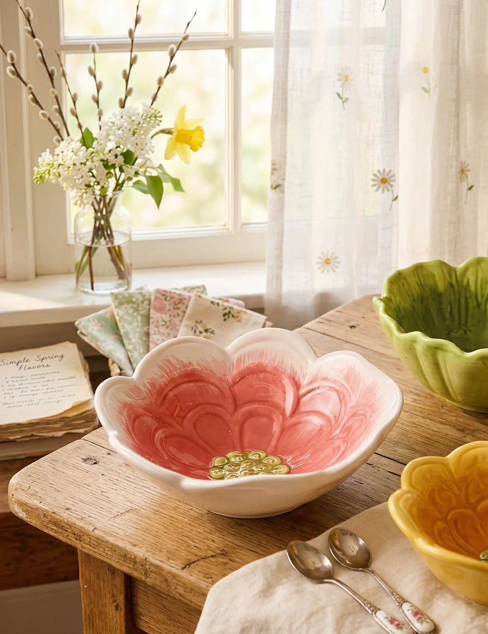 Flower Schale Rosa groß – in Gruppenarrangement dekoriert