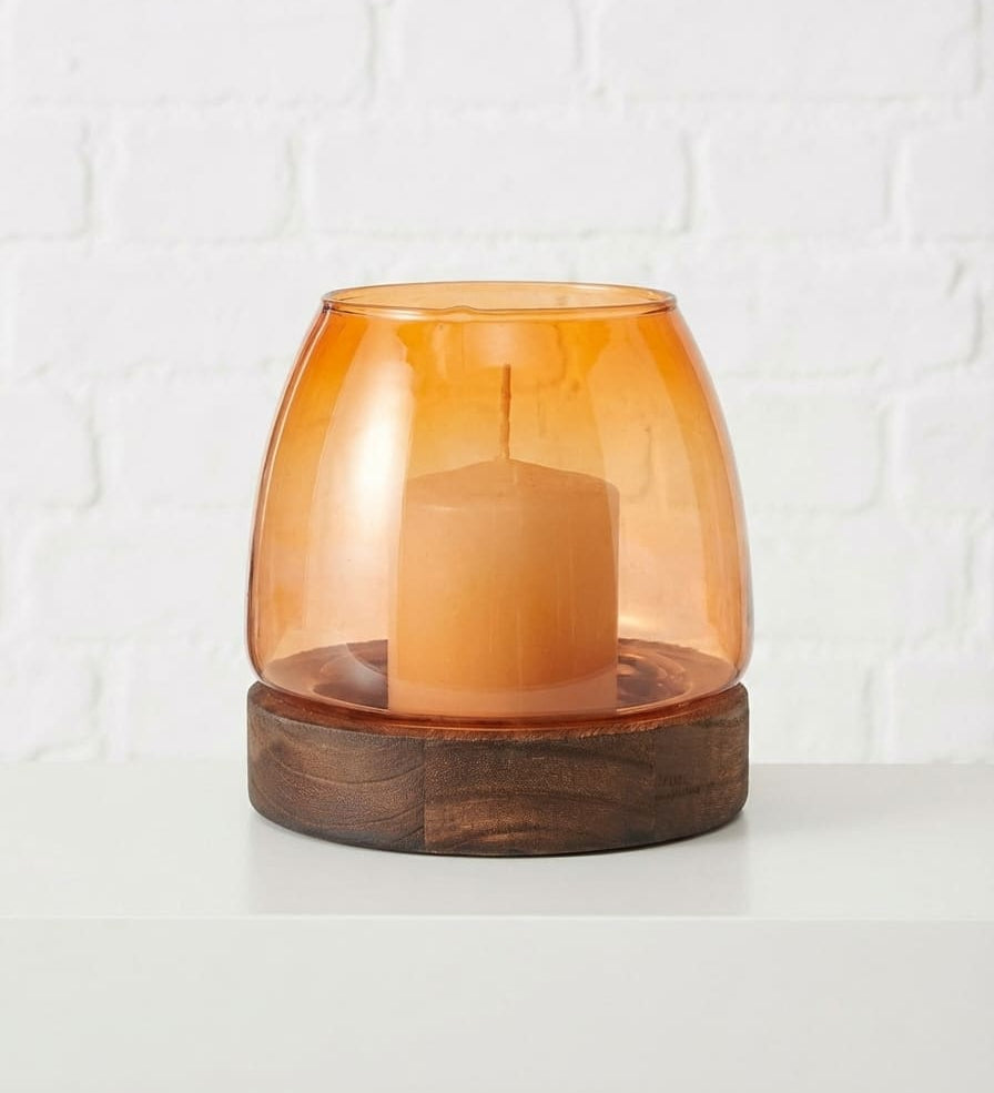 Glaswindlicht auf Holzfuß - WohnSinn