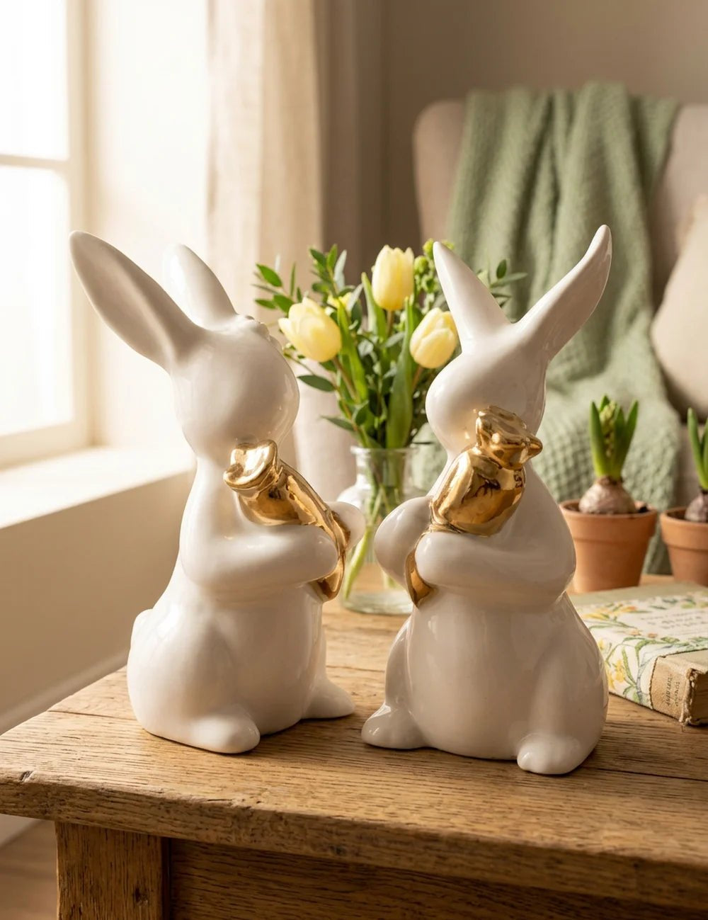 Hase Mikas – dekoriert im Wohnambiente