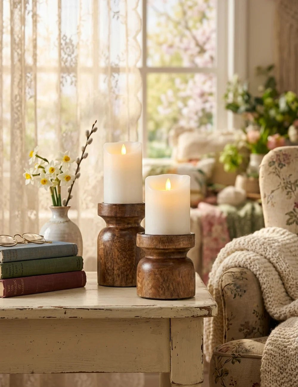 Kerzenleuchter Kiran – dekoriert im Wohnambiente