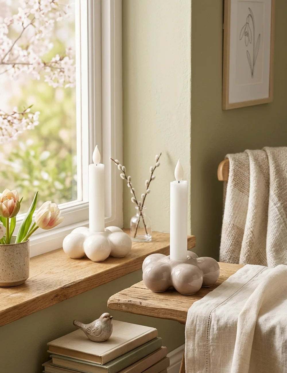 Kerzenleuchter Pilar – in Gruppenarrangement dekoriert