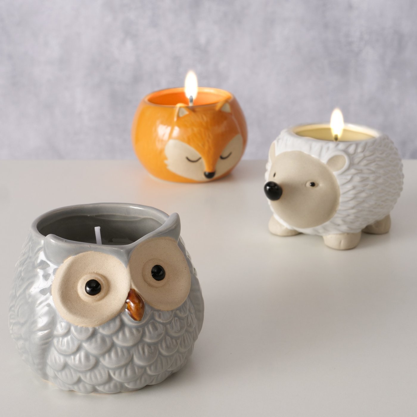Kerzentopf Igel, Eule, Fuchs - WohnSinn
