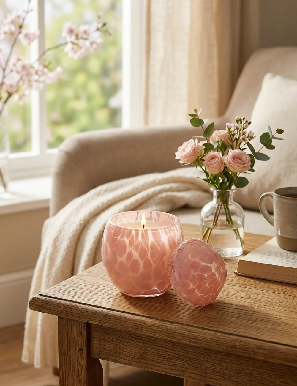 Kerzentopf Paska Rosa – dekoriert im Wohnambiente