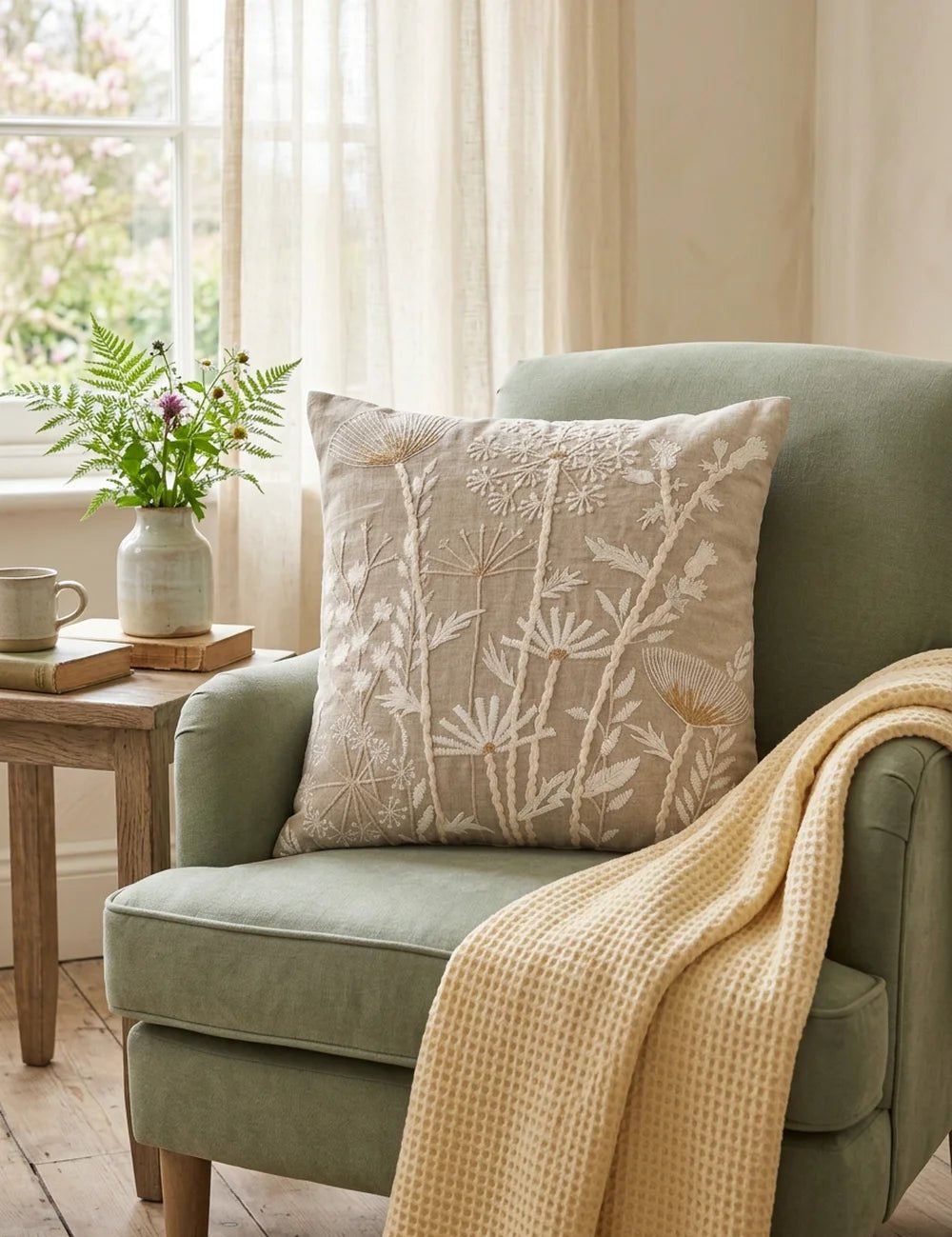 Kissen Finna Floral – dekoriert im Wohnambiente