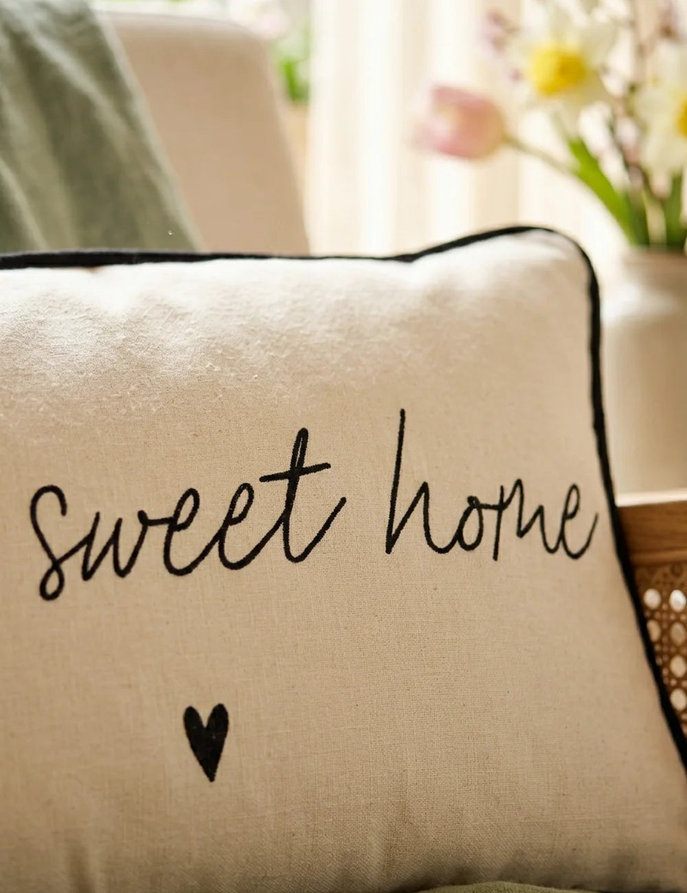 Kissen Home sweet home – Nahaufnahme Materialdetail
