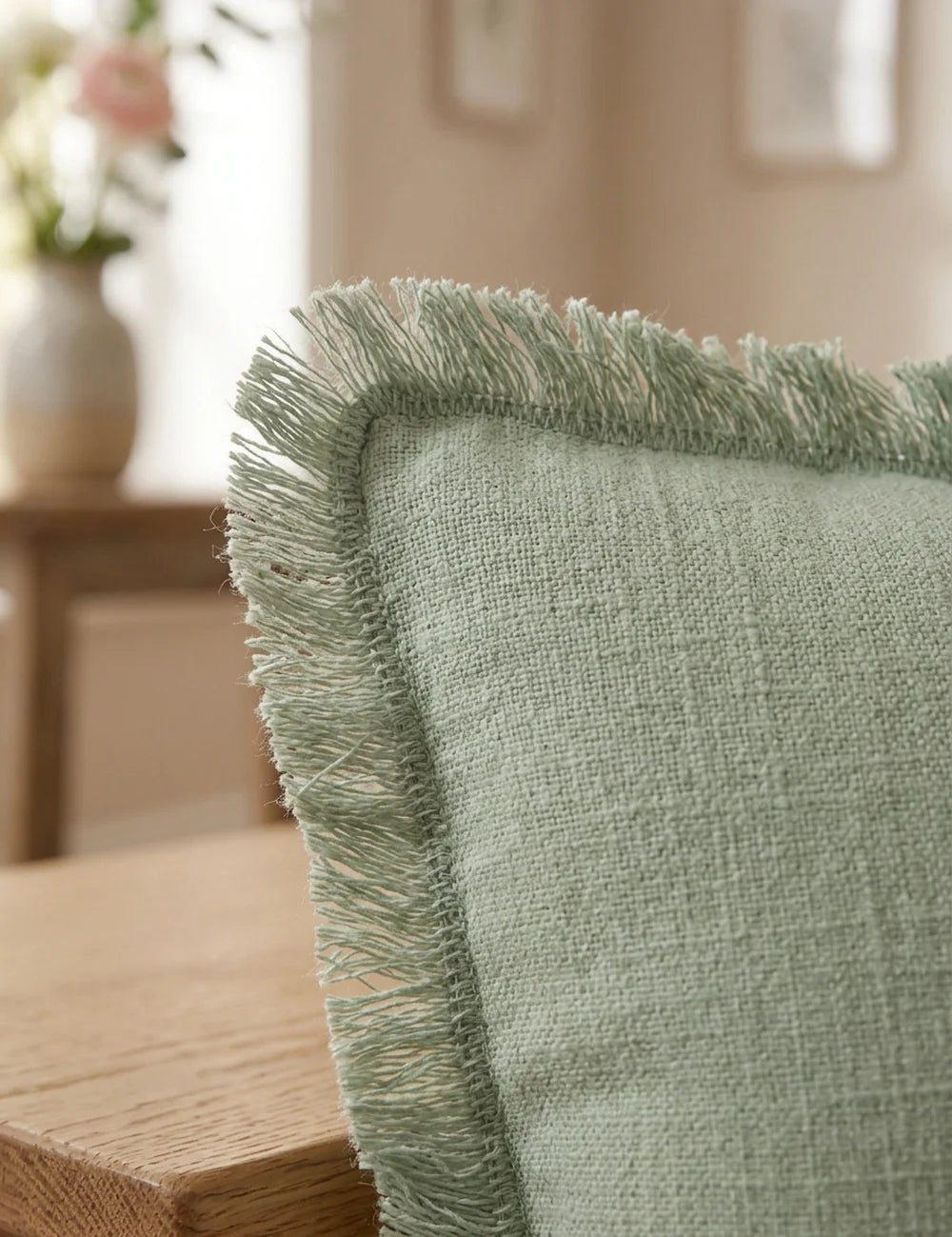 Kissen Lenea Grün – Nahaufnahme Materialdetail