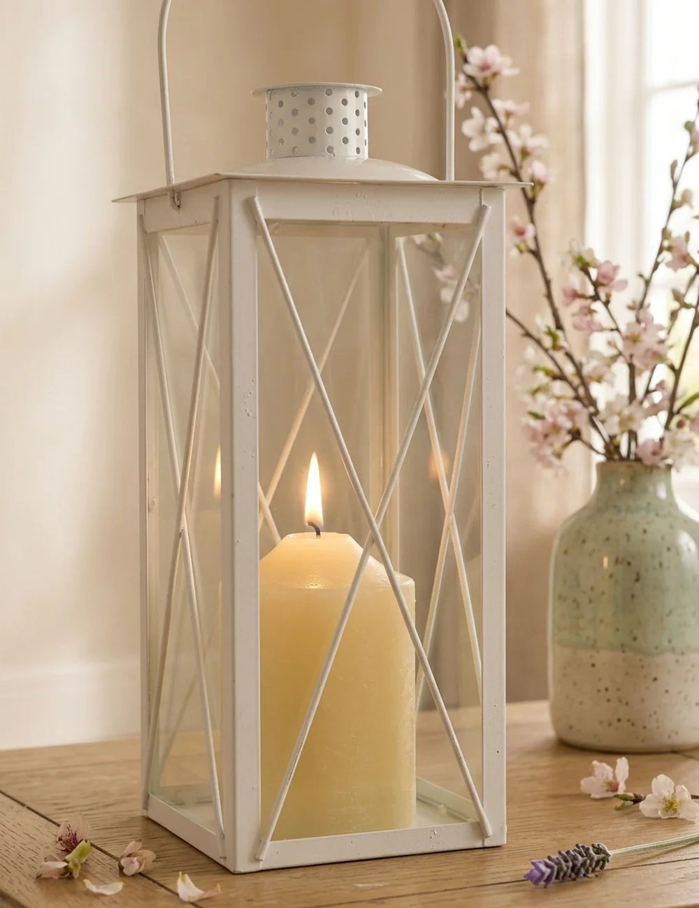 Laterne Farol weiß – Nahaufnahme Materialdetail