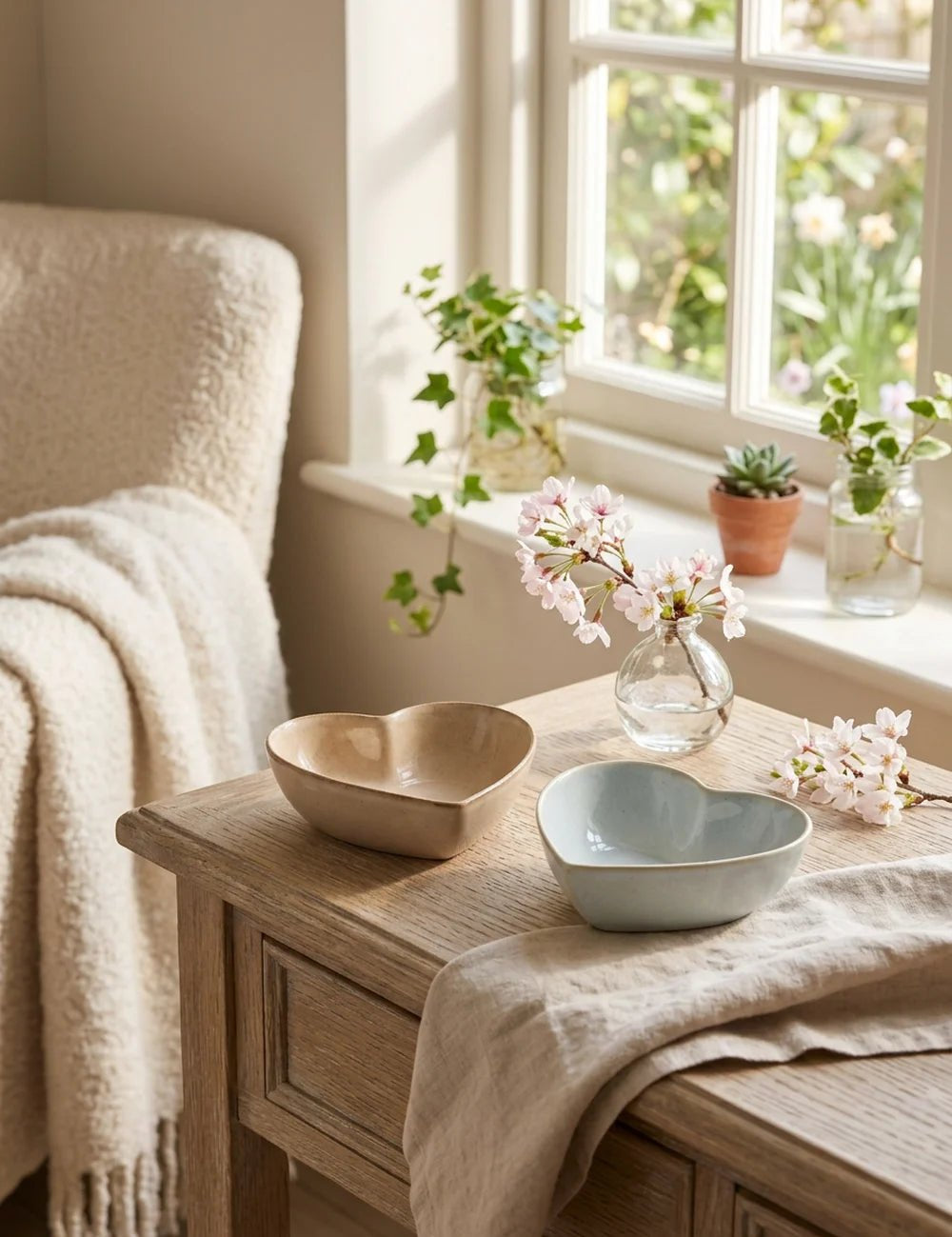 Oasis Herzschale – dekoriert im Wohnambiente