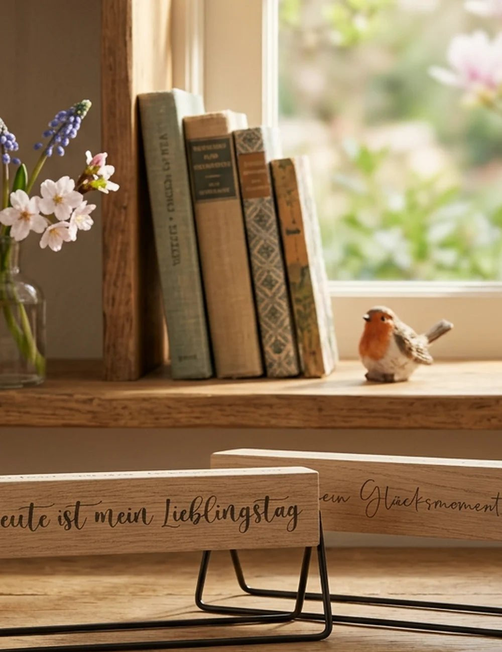 Schild "Glücksmoment" – Ansicht von der Seite