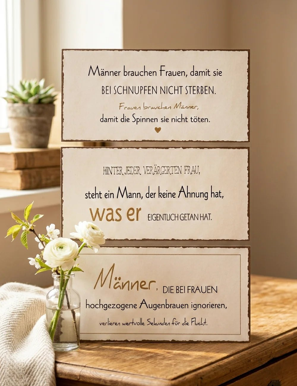 Schild "Männer" – dekoriert im Wohnambiente