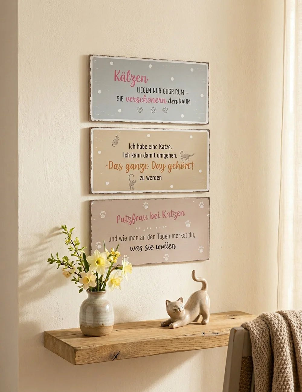 Schild "Meine Katze" – in Gruppenarrangement dekoriert
