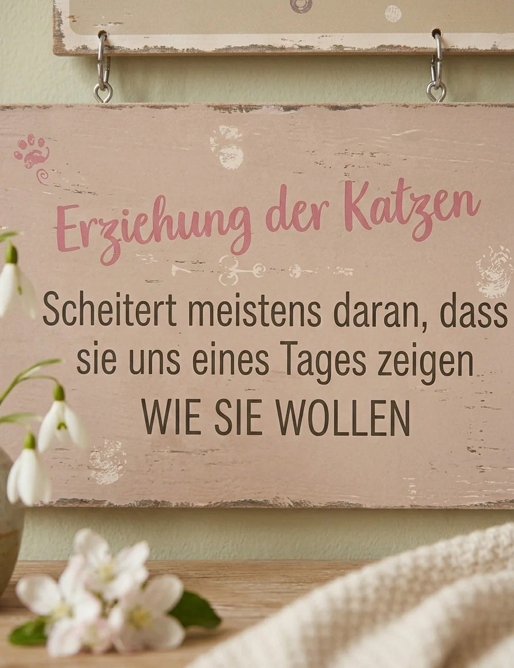 Schild "Meine Katze" – Nahaufnahme Materialdetail