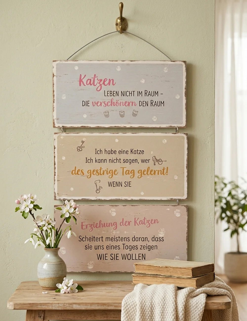 Schild "Meine Katze" – dekoriert im Wohnambiente