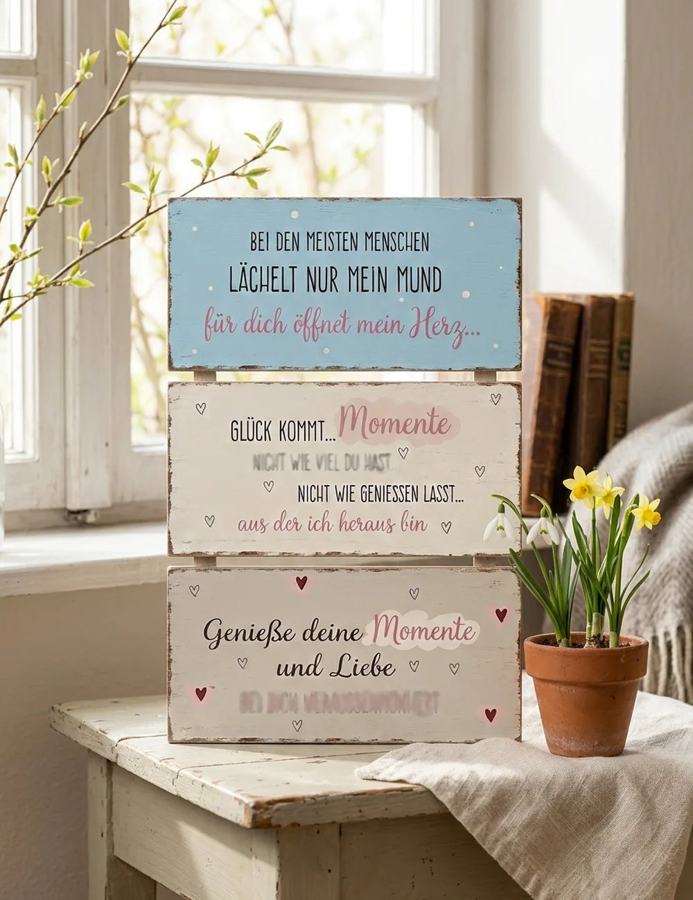 Schild "Menschen" – dekoriert im Wohnambiente