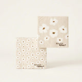 Zwei Packungen Servietten Canea mit Blumenmotiv in Beige und Cremeweiß von Boltze Home