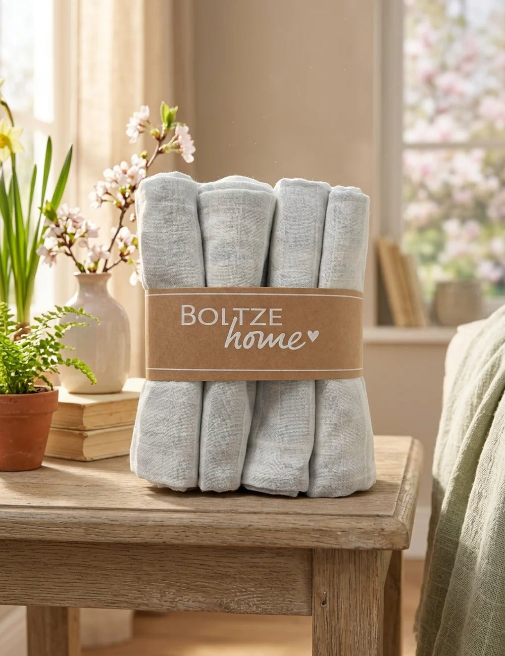 Servietten Lenea Beige 4tlg. – dekoriert im Wohnambiente