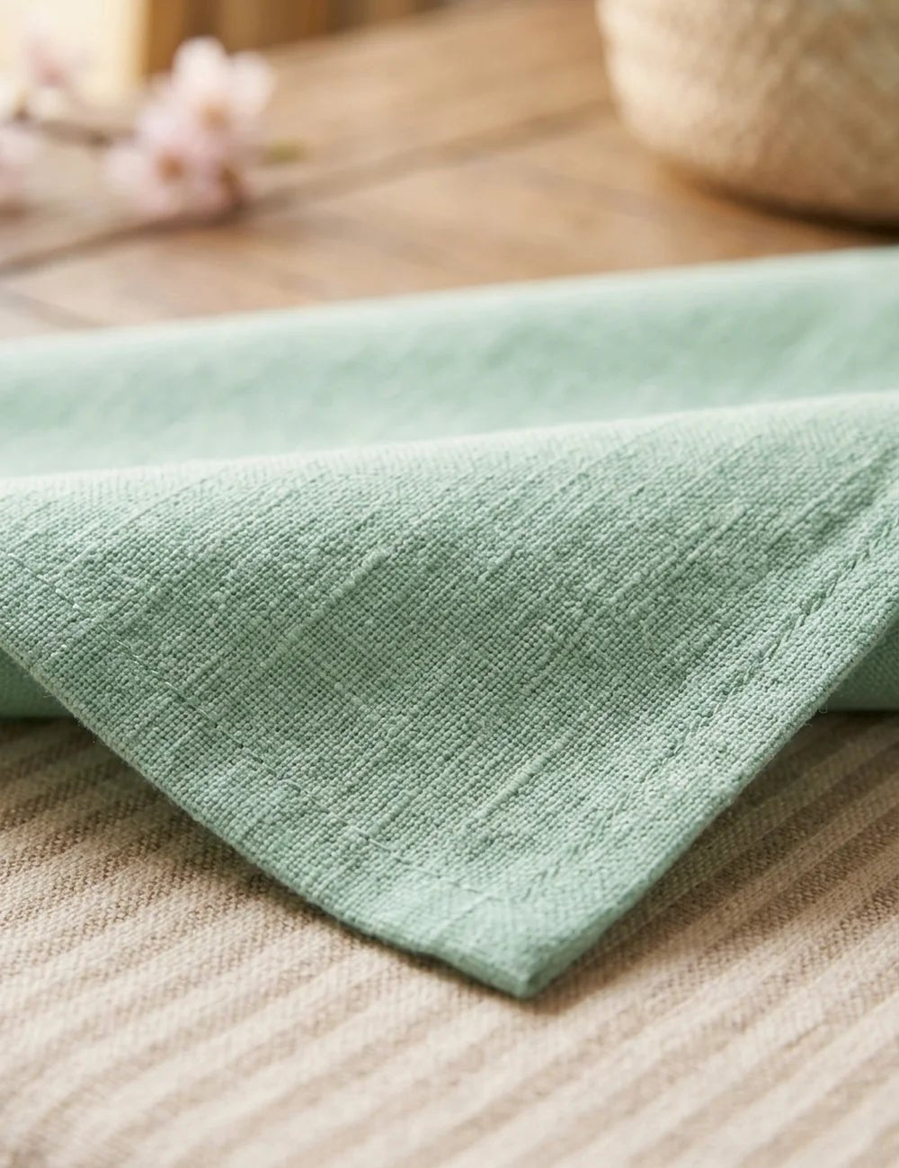 Servietten Lenea Hellgrün 2tlg. – Nahaufnahme Materialdetail