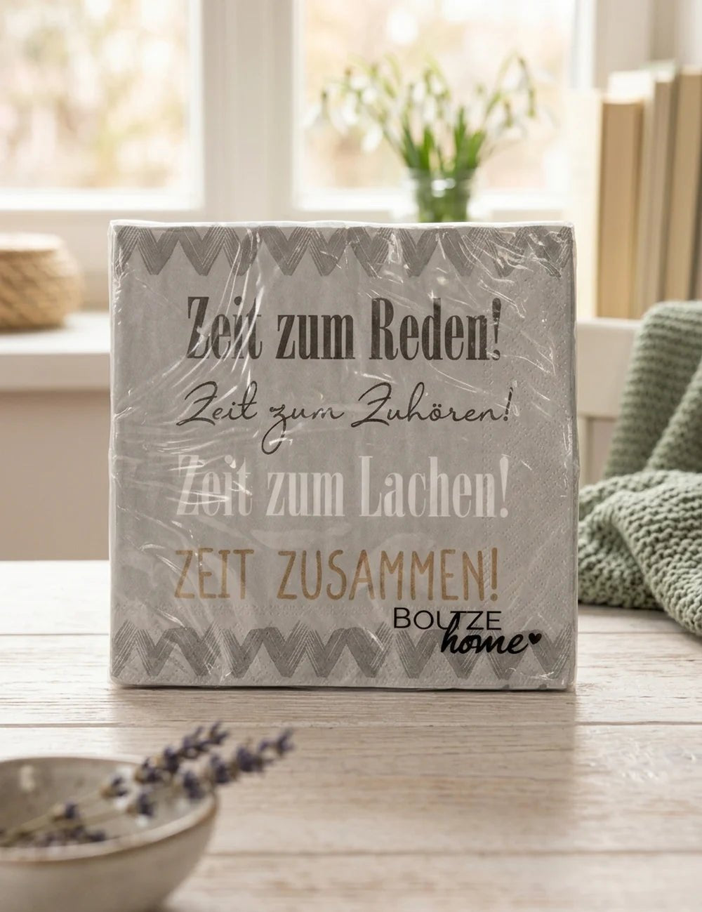 Servietten Wertschätzung – dekoriert im Wohnambiente