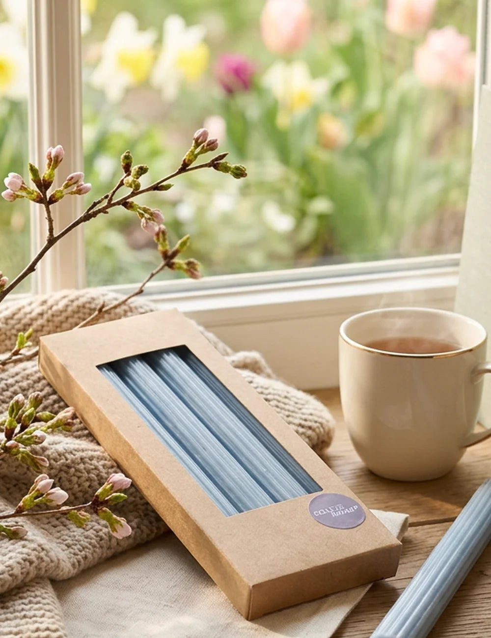 Stabkerze Classic Blau – Ansicht von der Seite