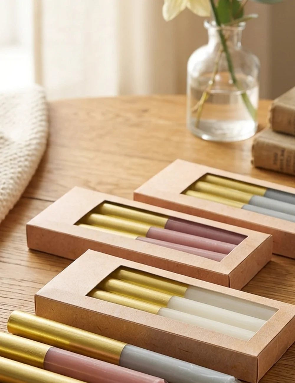 Stabkerze Dip Gold – Ansicht von der Seite