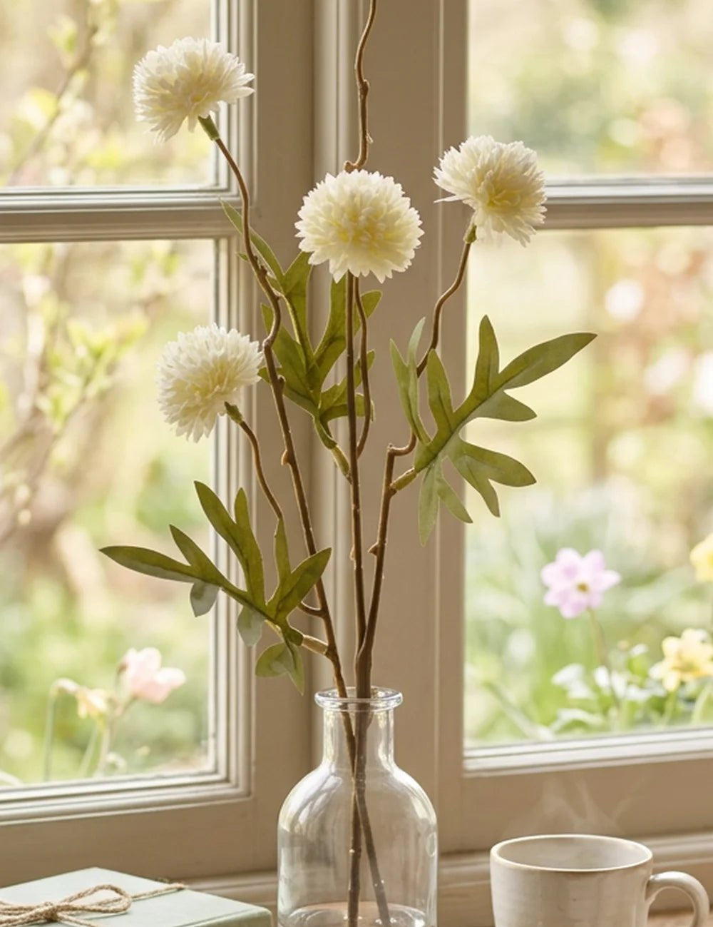 Stielblume Dahlie Cremeweiß – Ansicht von der Seite