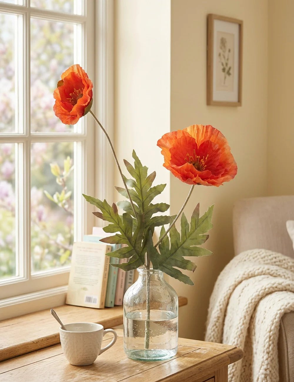Stielblume Klatschmohn – dekoriert im Wohnambiente
