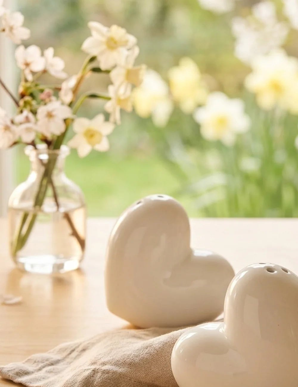 Streuer Heart weiß 2tlg. – Ansicht von der Seite