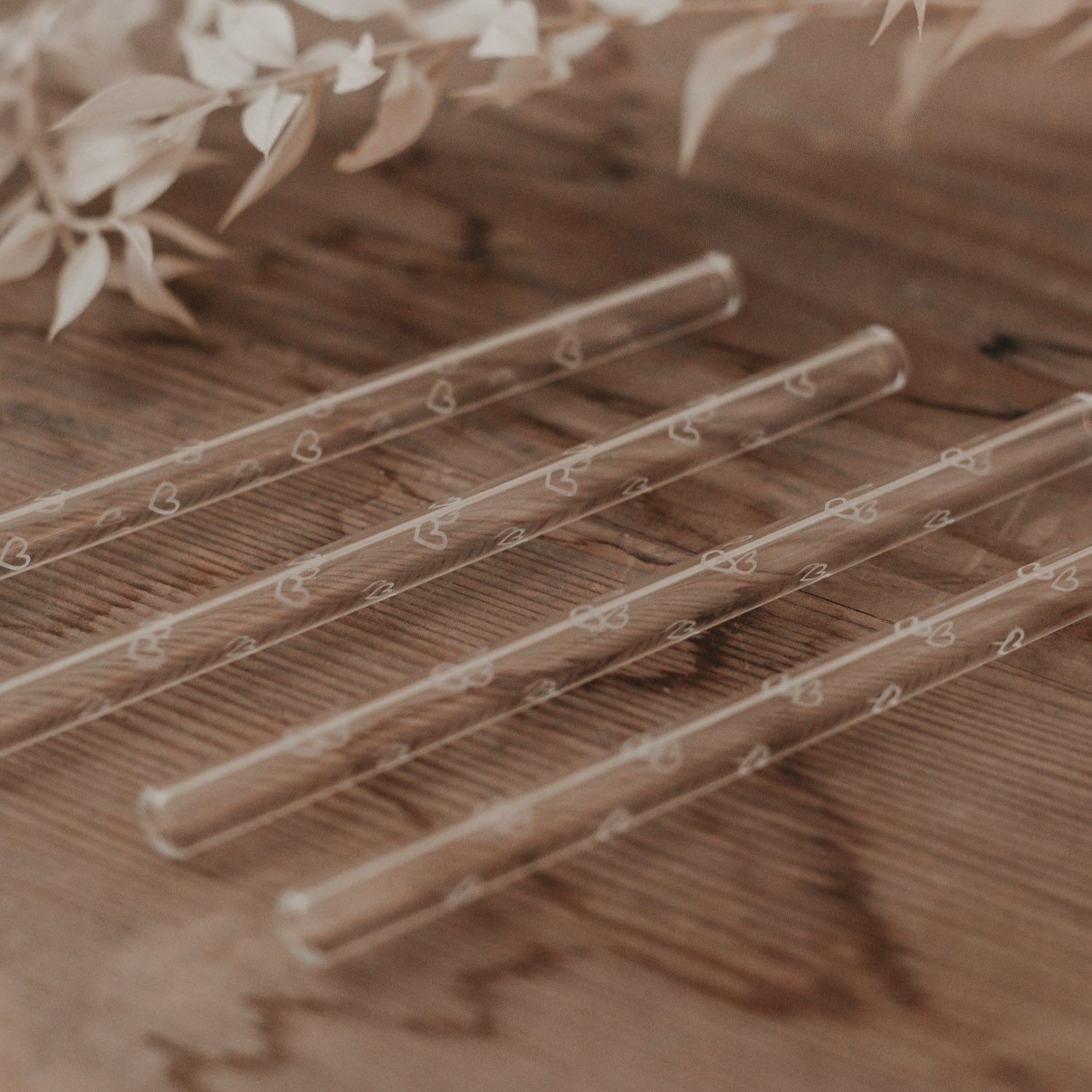 Strohhalme Herzen, Glas, 4er Set - WohnSinn