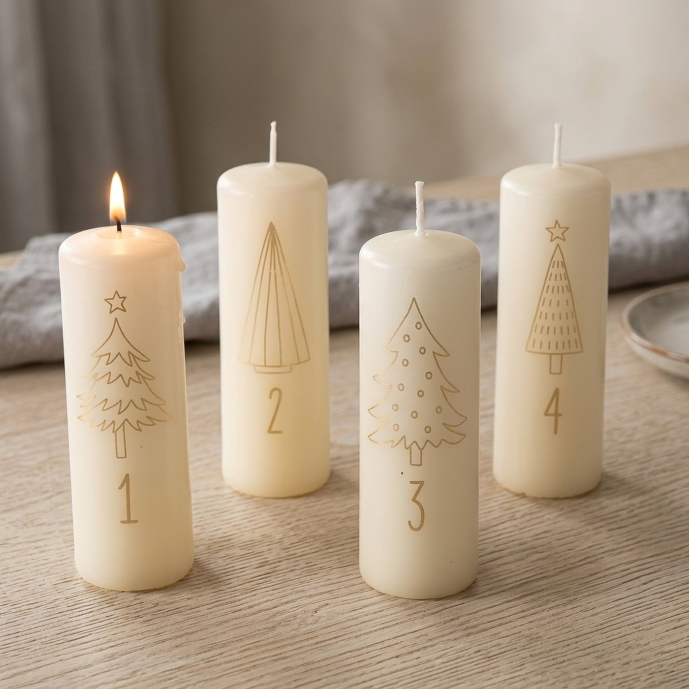 Stumpenkerzen Advent, 4tlg. - WohnSinn