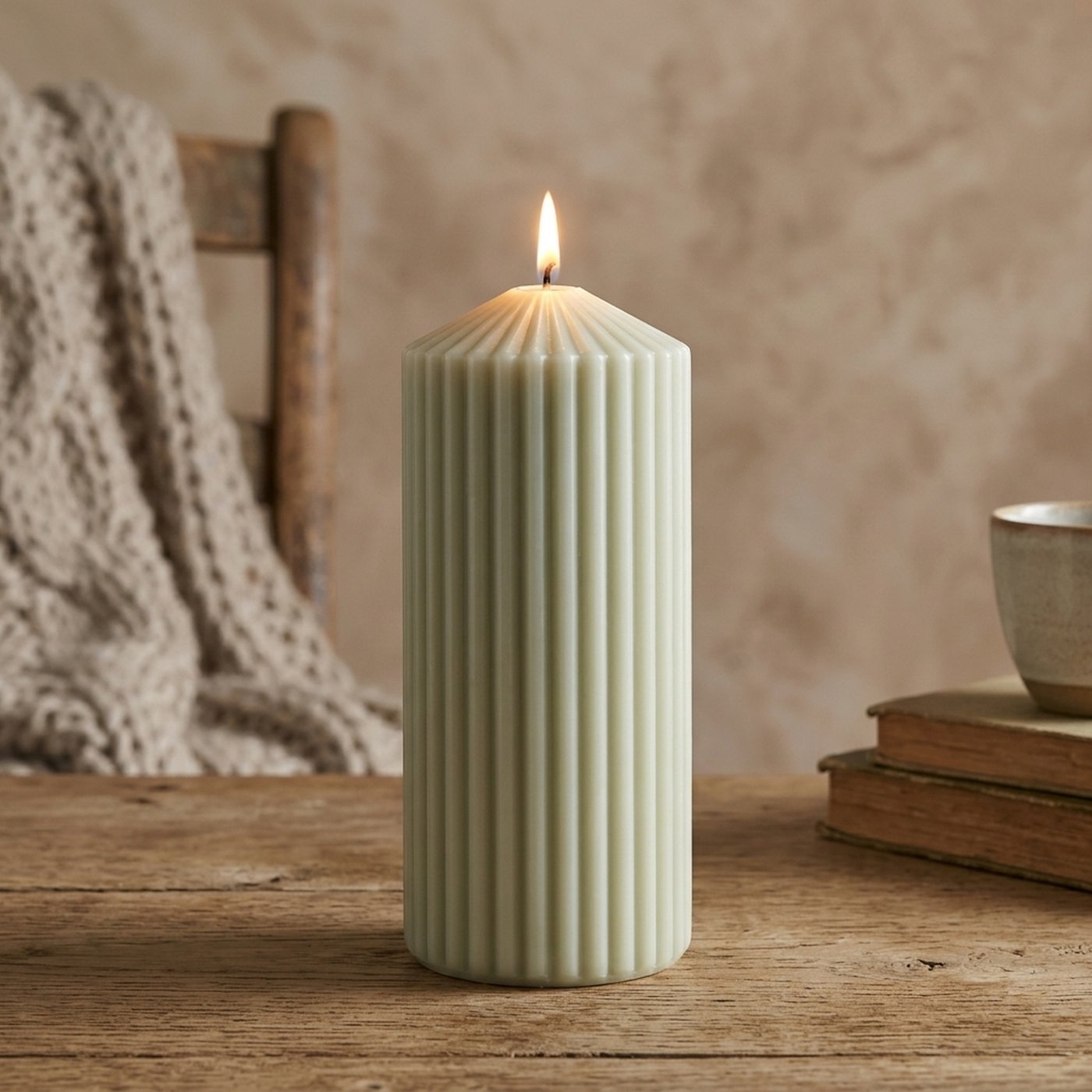 Stumpenkerzen Rillea, 15 cm - WohnSinn