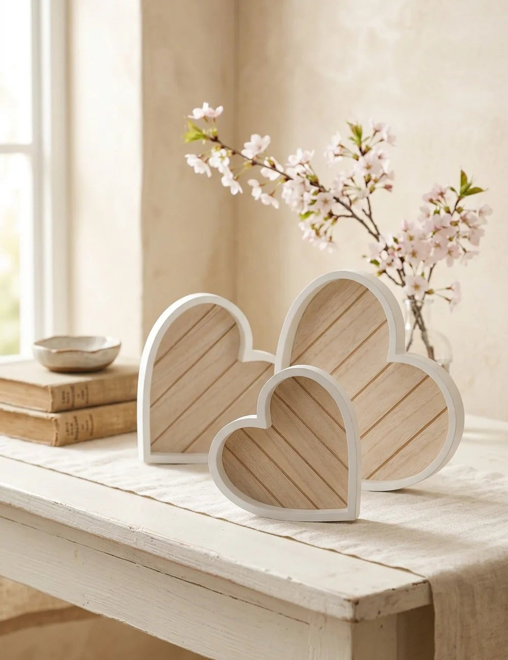 Tablett Herzform – in Gruppenarrangement dekoriert