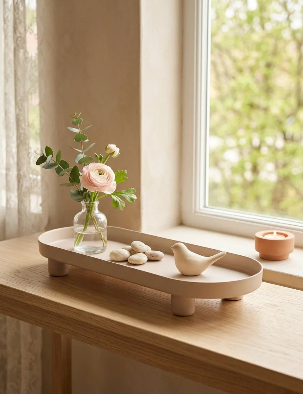 Tablett Manon Beige – in Gruppenarrangement dekoriert