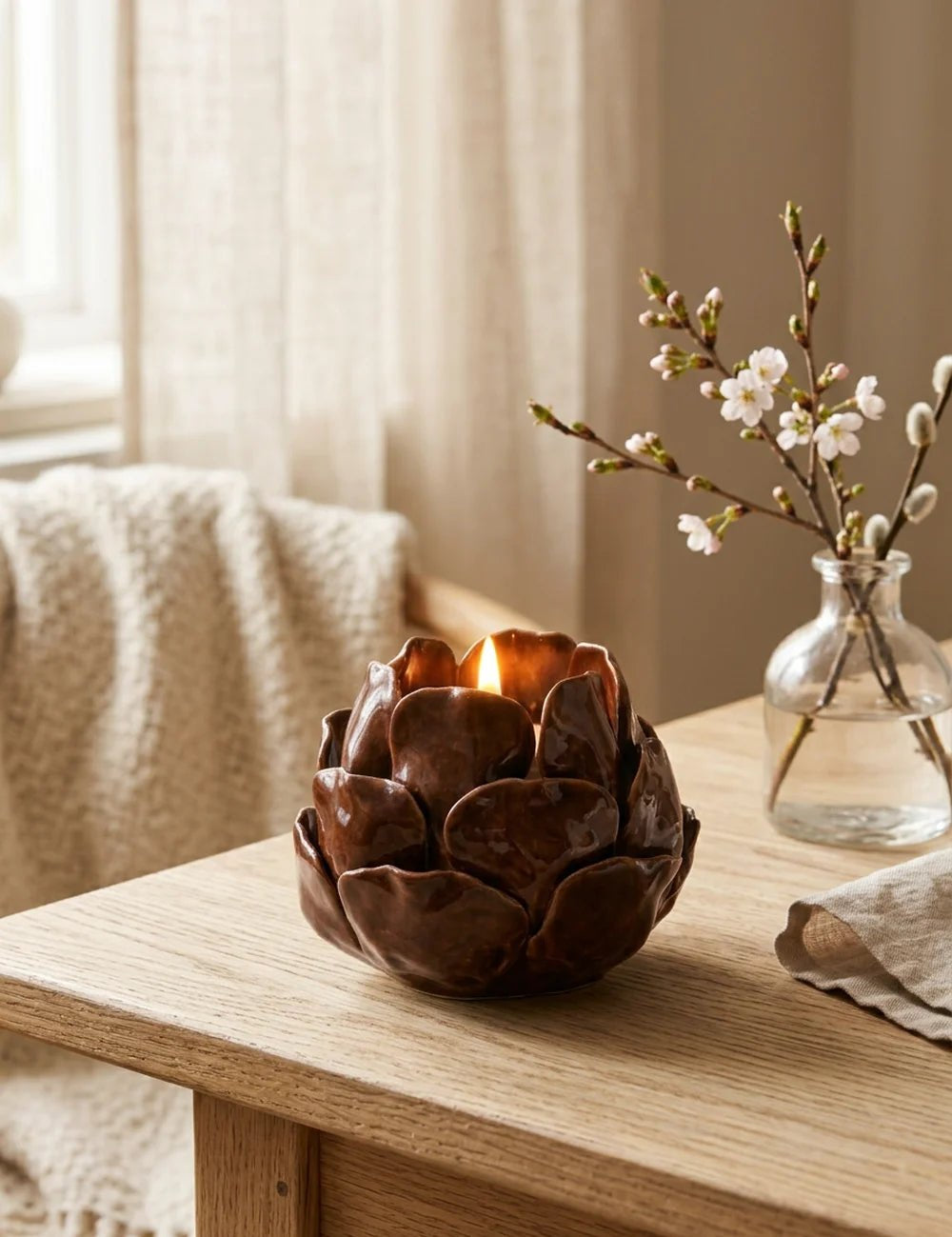 Teelichthalter Maleva – dekoriert im Wohnambiente