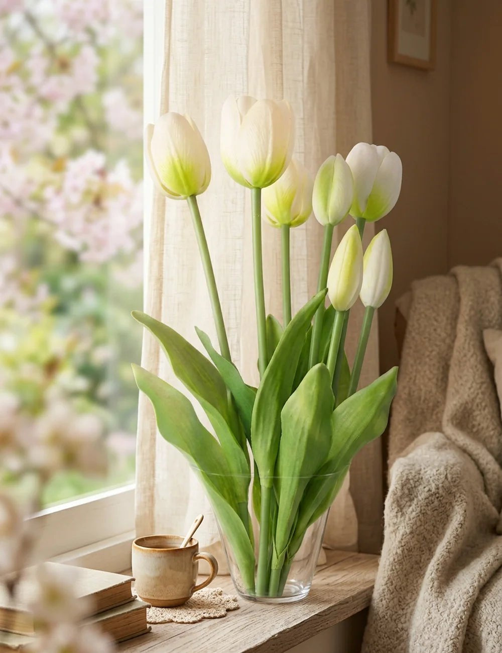 Tulpenstrauß Falona – dekoriert im Wohnambiente