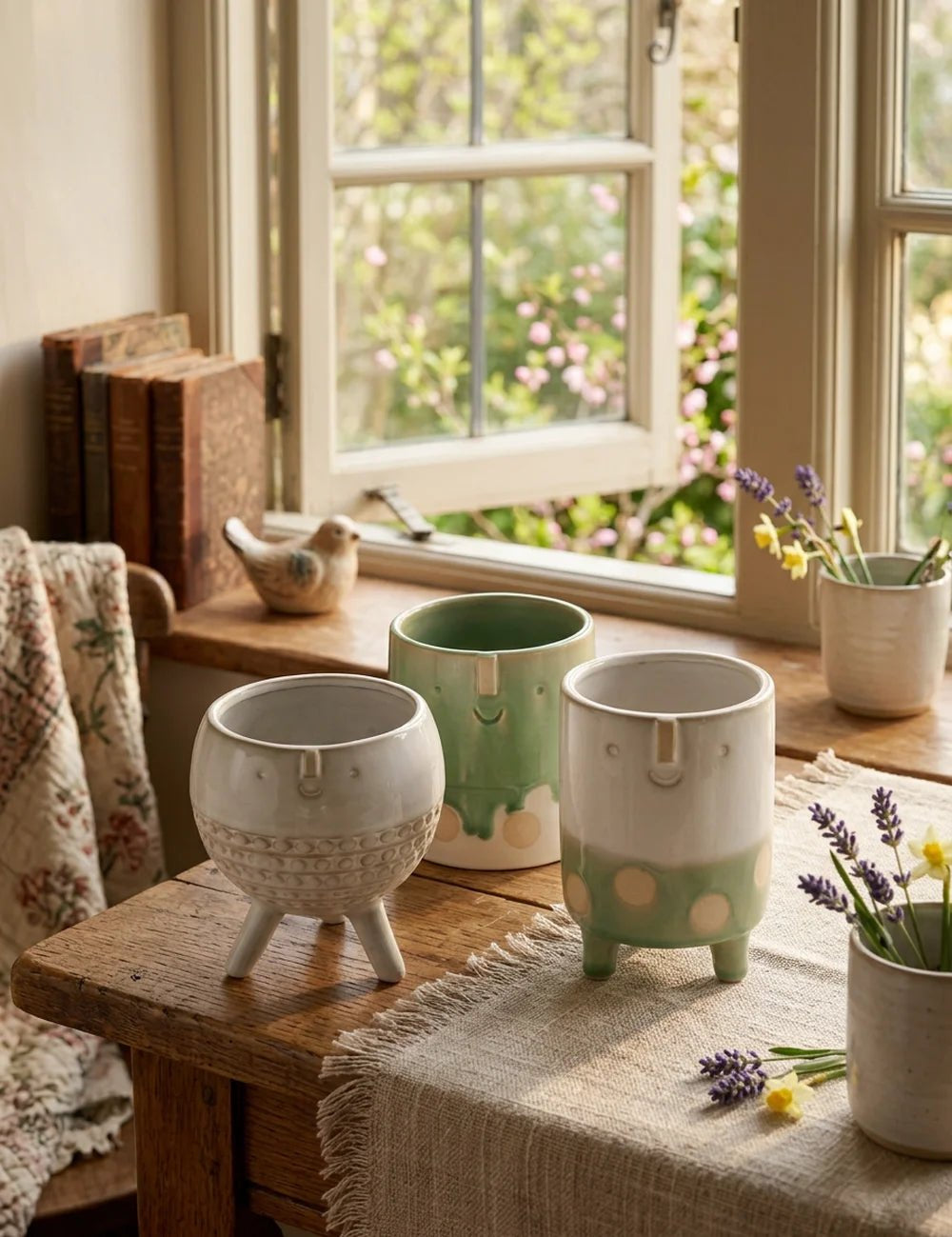 Übertopf Adelita – dekoriert im Wohnambiente