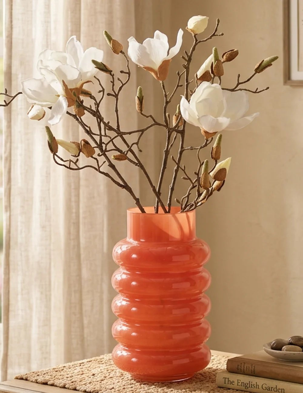 Vase Ribbo, Dunkelrosa – Ansicht von der Seite