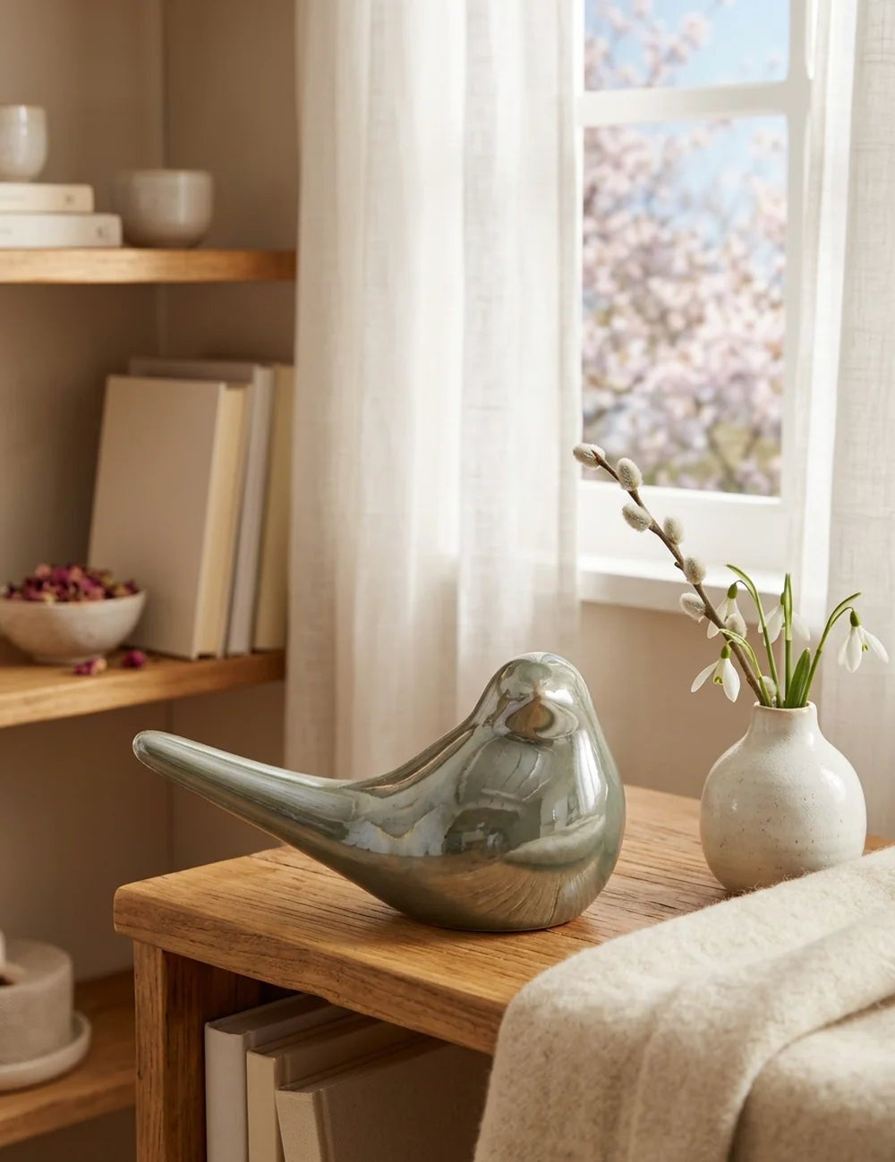 Vogel Perly – dekoriert im Wohnambiente