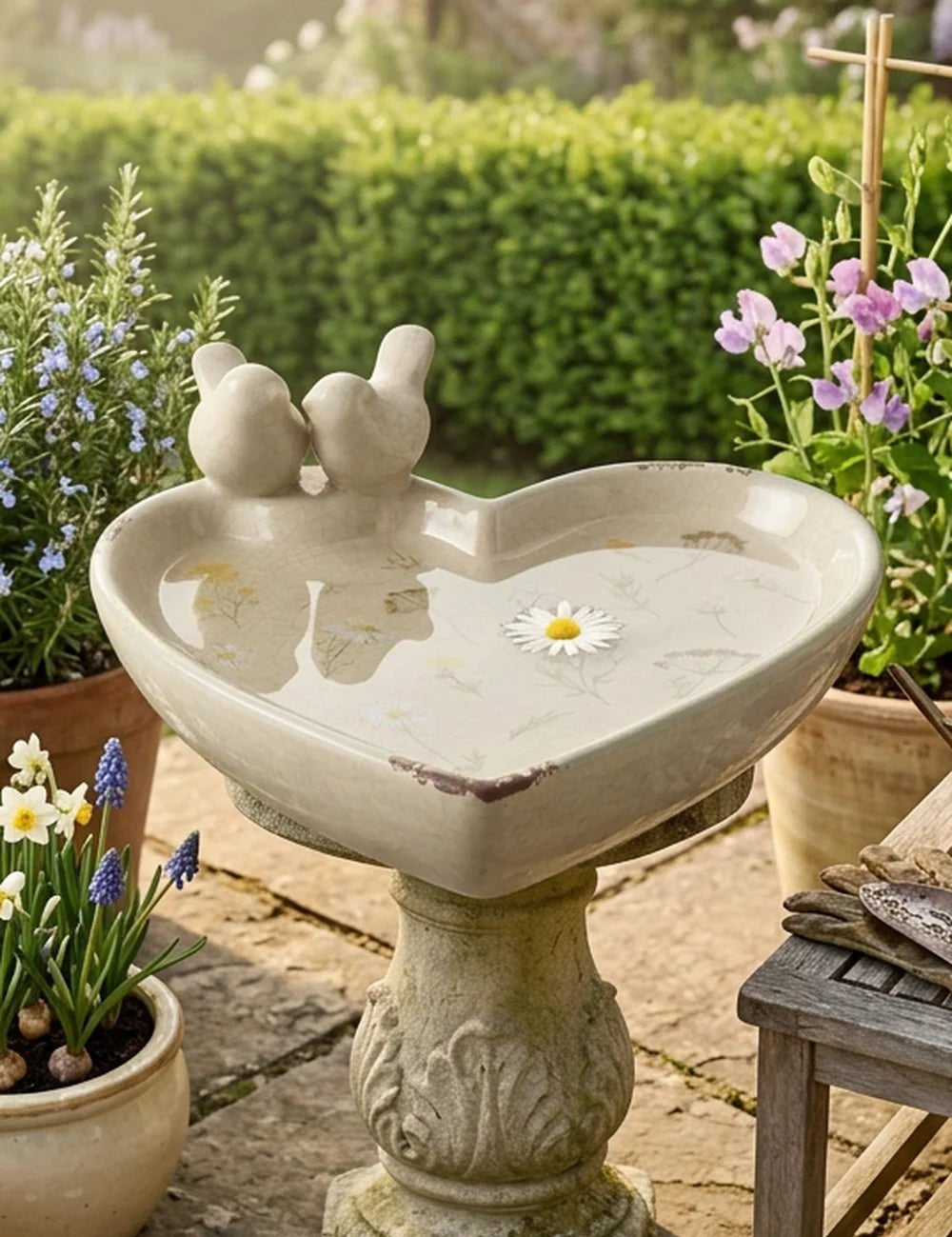 Vogeltränke Meadow – dekoriert im Wohnambiente