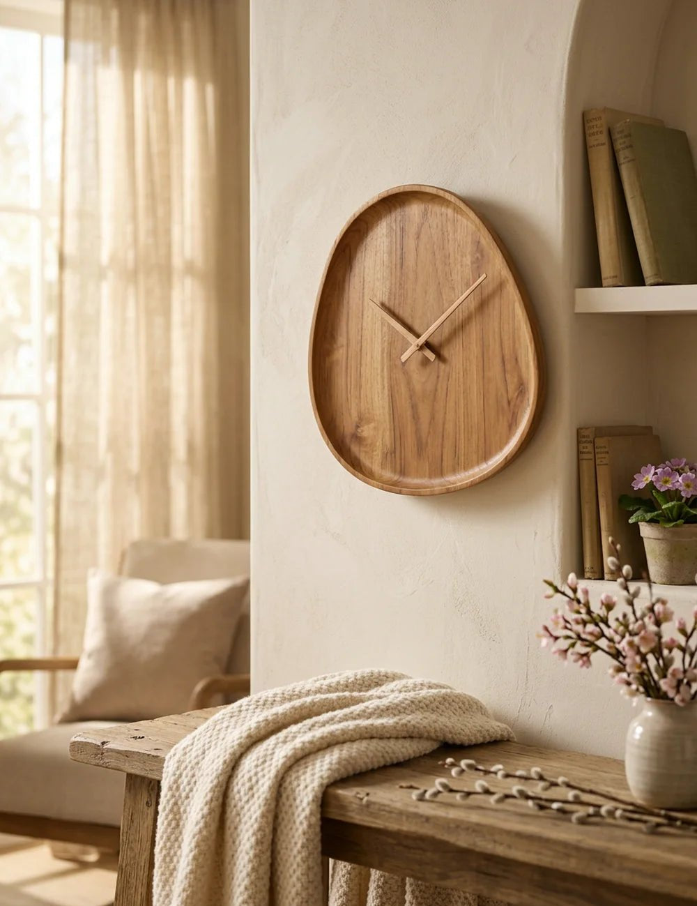 Wanduhr Marron – dekoriert im Wohnambiente